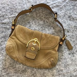Coach Mini Buckle Hobo Purse in Tan Suede